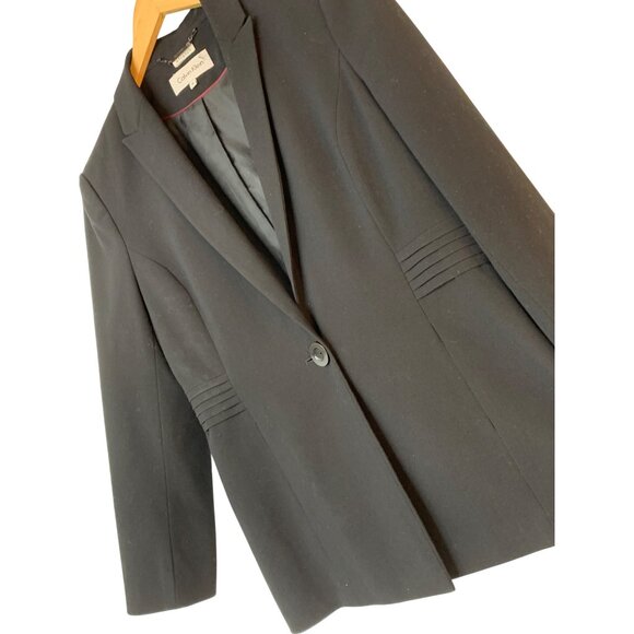 Calvin Klein Womens Black Stretch Blazer Size 8 Pleat Waist  RA10059 Career - Picture 7 of 9